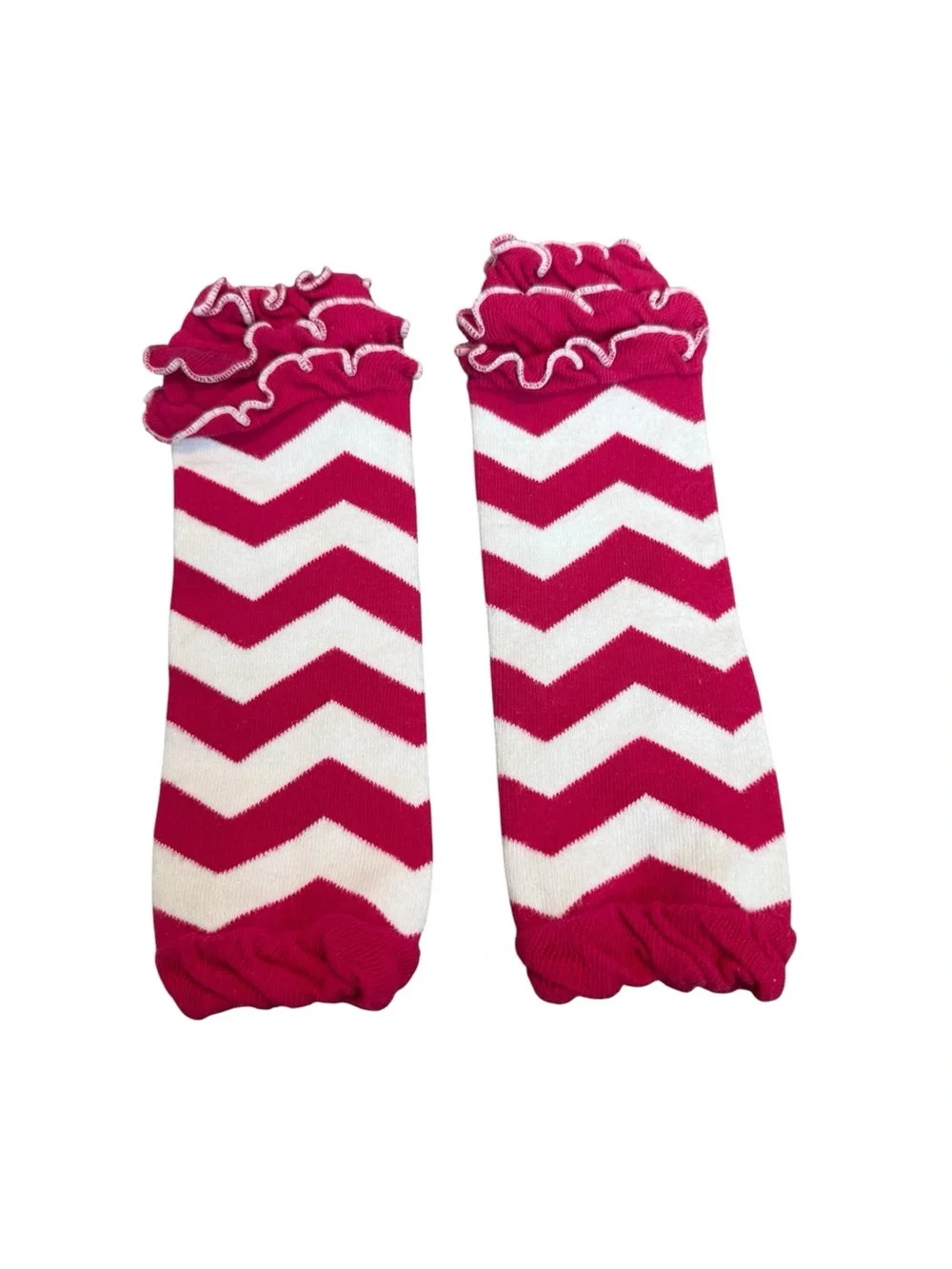 Unbranded Toddler Girls Pink Chevron Ruffle Leg Warmers with Gold Heart